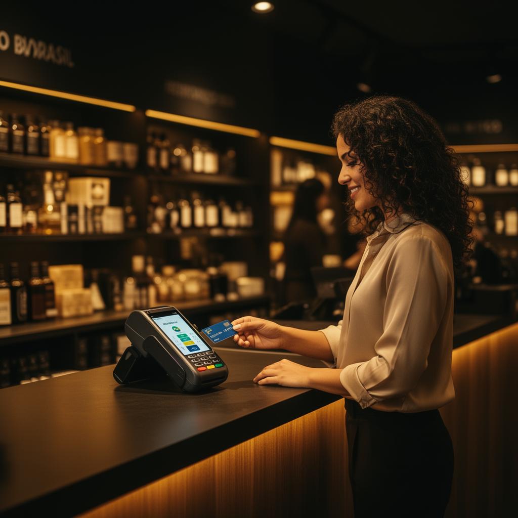 Empreendedor recebendo pagamento por aproximação com a maquininha VantagPay.